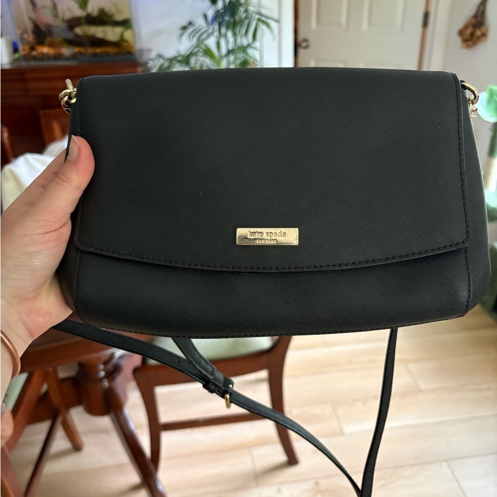 kate spade Black Saffiano Crossbody with Gold Hardware